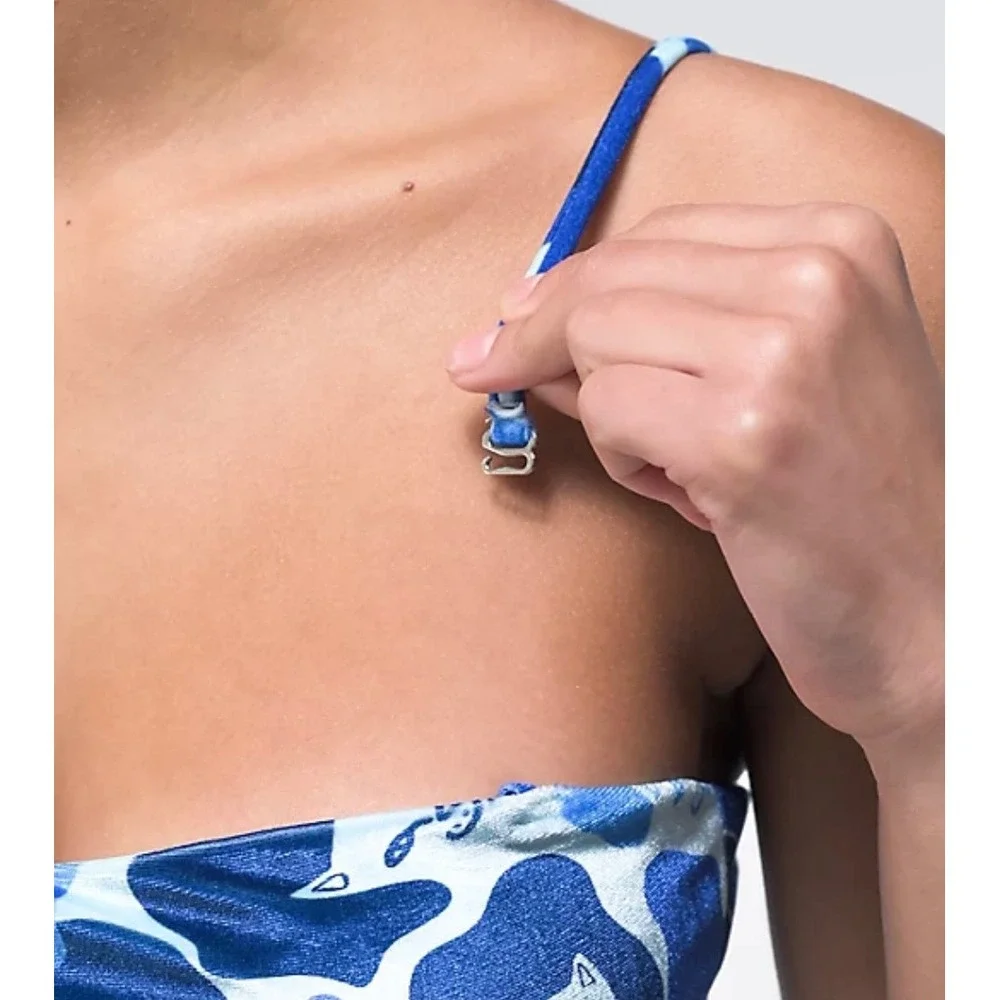 Ripndip Blue Camo‎ Lord Nermal Velvet Bikini Set Bandeau High Cut Women Small